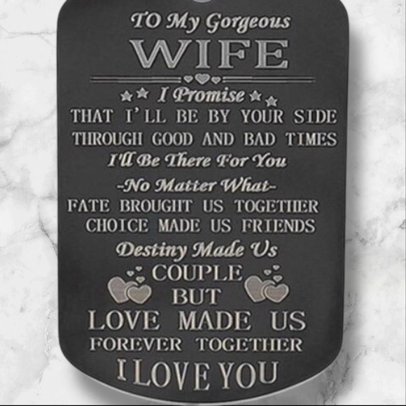 Personalized Engraved Stainless Steel Keychain With Romantic Message For Wife - Picture 5 of 5